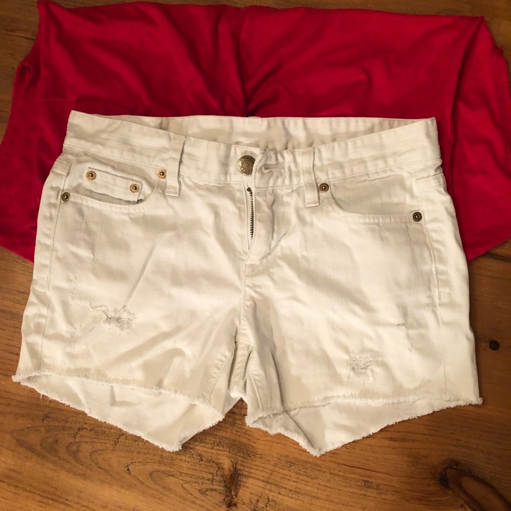 25 | J. Crew Distressed White Jean Shorts
